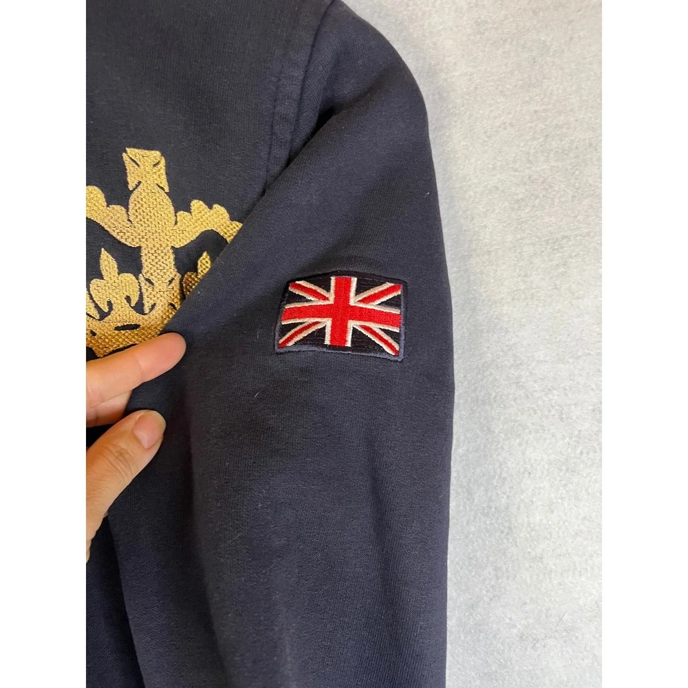 London England NAS jacket full zip navy gold crown emblem Sz L - Picture 5 of 6